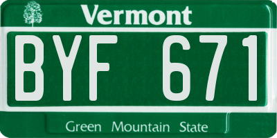 VT license plate BYF671