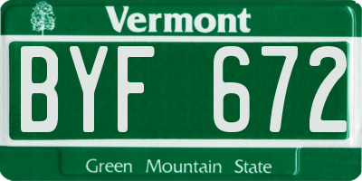 VT license plate BYF672