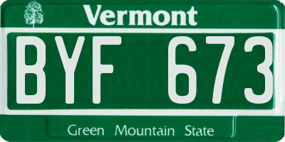VT license plate BYF673