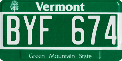 VT license plate BYF674