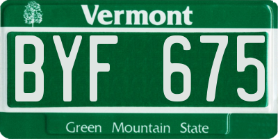 VT license plate BYF675