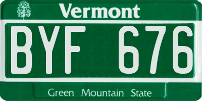 VT license plate BYF676