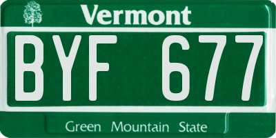 VT license plate BYF677