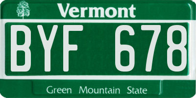 VT license plate BYF678