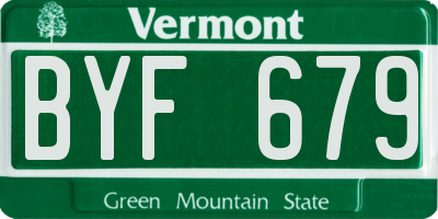 VT license plate BYF679