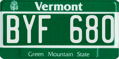 VT license plate BYF680