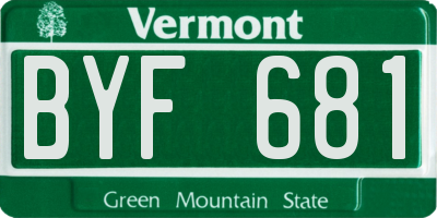 VT license plate BYF681