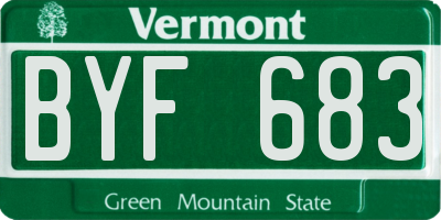 VT license plate BYF683