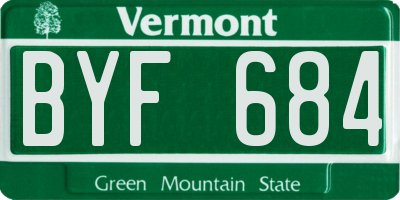 VT license plate BYF684