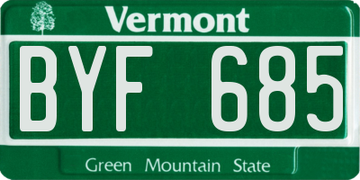 VT license plate BYF685