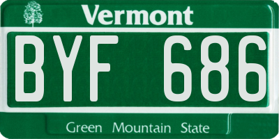 VT license plate BYF686