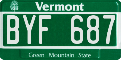 VT license plate BYF687