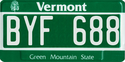 VT license plate BYF688