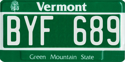 VT license plate BYF689