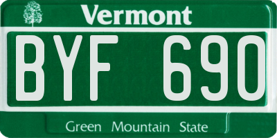 VT license plate BYF690