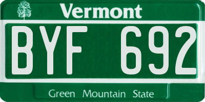 VT license plate BYF692