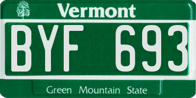 VT license plate BYF693