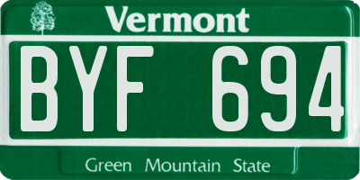 VT license plate BYF694