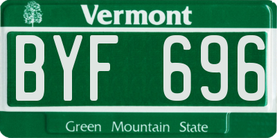 VT license plate BYF696