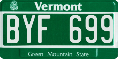 VT license plate BYF699