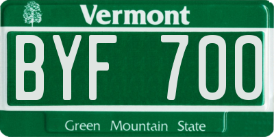 VT license plate BYF700