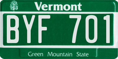 VT license plate BYF701