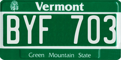 VT license plate BYF703