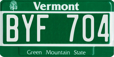 VT license plate BYF704