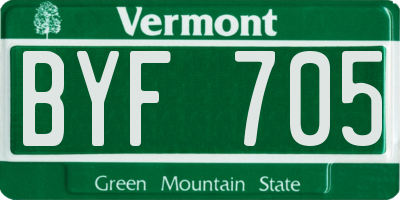VT license plate BYF705
