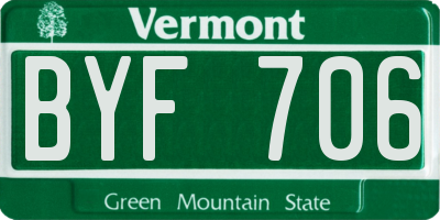 VT license plate BYF706