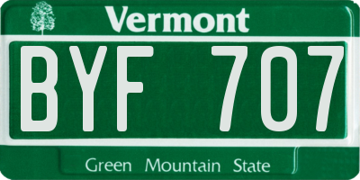 VT license plate BYF707