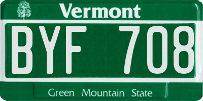 VT license plate BYF708