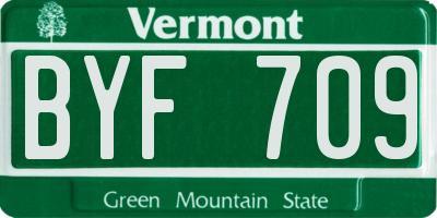 VT license plate BYF709