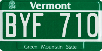 VT license plate BYF710