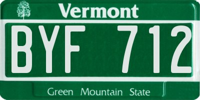 VT license plate BYF712