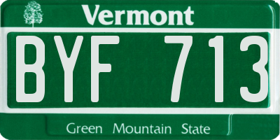 VT license plate BYF713