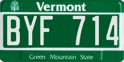 VT license plate BYF714