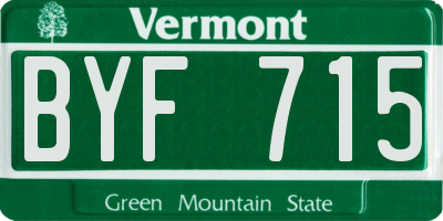 VT license plate BYF715