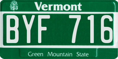 VT license plate BYF716