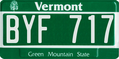 VT license plate BYF717