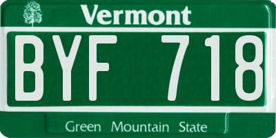 VT license plate BYF718