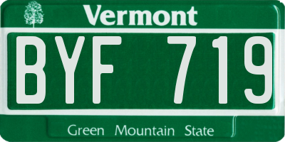 VT license plate BYF719