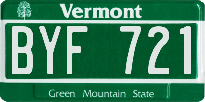 VT license plate BYF721