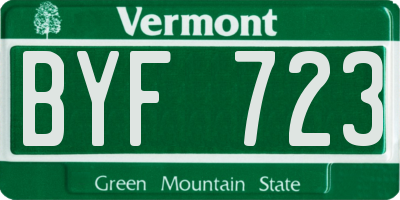 VT license plate BYF723