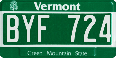 VT license plate BYF724