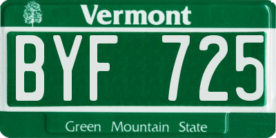 VT license plate BYF725