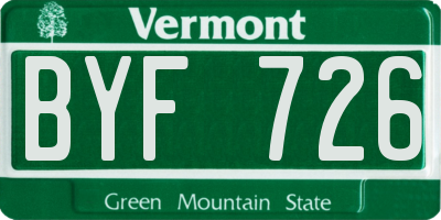VT license plate BYF726