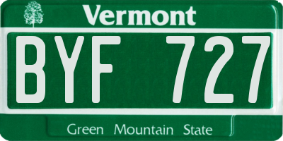 VT license plate BYF727