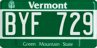 VT license plate BYF729