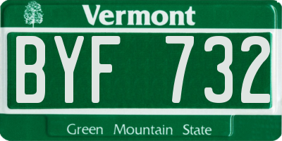 VT license plate BYF732